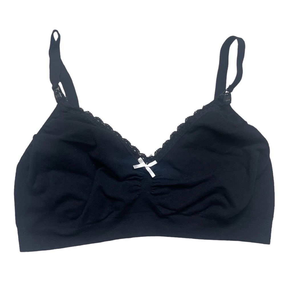 Boob Design black fast food maternity / nursing bra with bow L